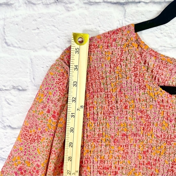 Wild Fable Pink Floral Fit & Flare Ruffle Puff Sleeve Tiered Smocked Dress XXL - Picture 12 of 15